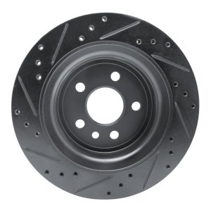 Volvo XC60 Brake Rotor (1) - Rear Right - R1 Concepts - Drilled & Slotted - Black - `10-`17